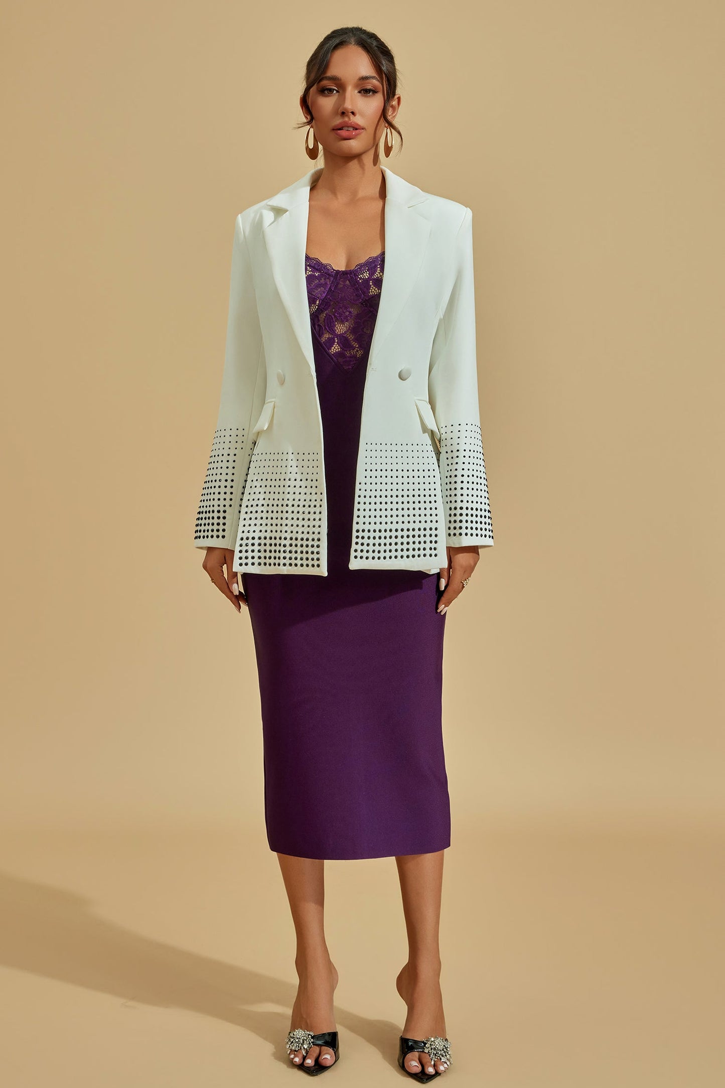 Ivy Beyaz Süslemeli Blazer