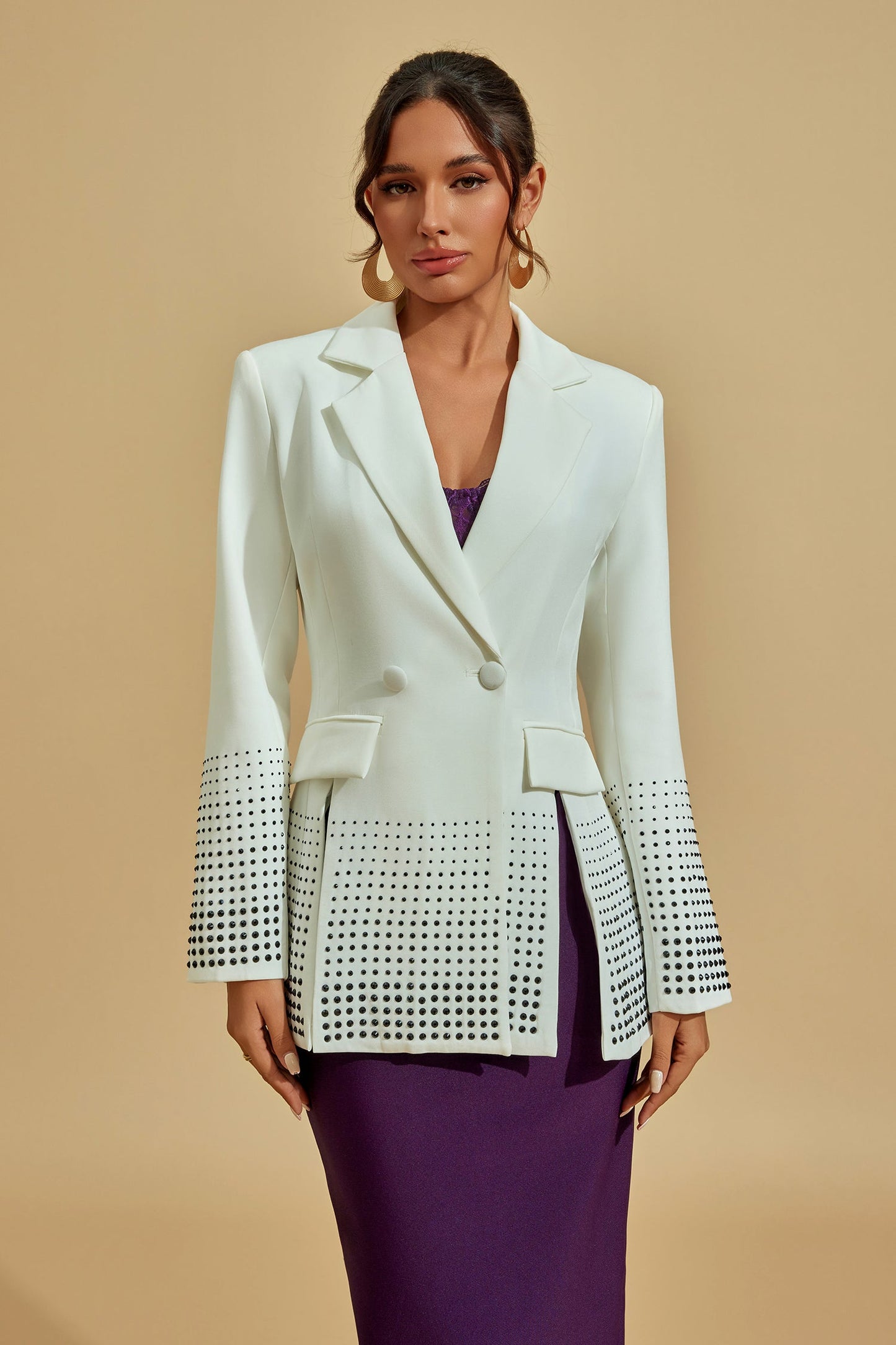 Ivy Beyaz Süslemeli Blazer