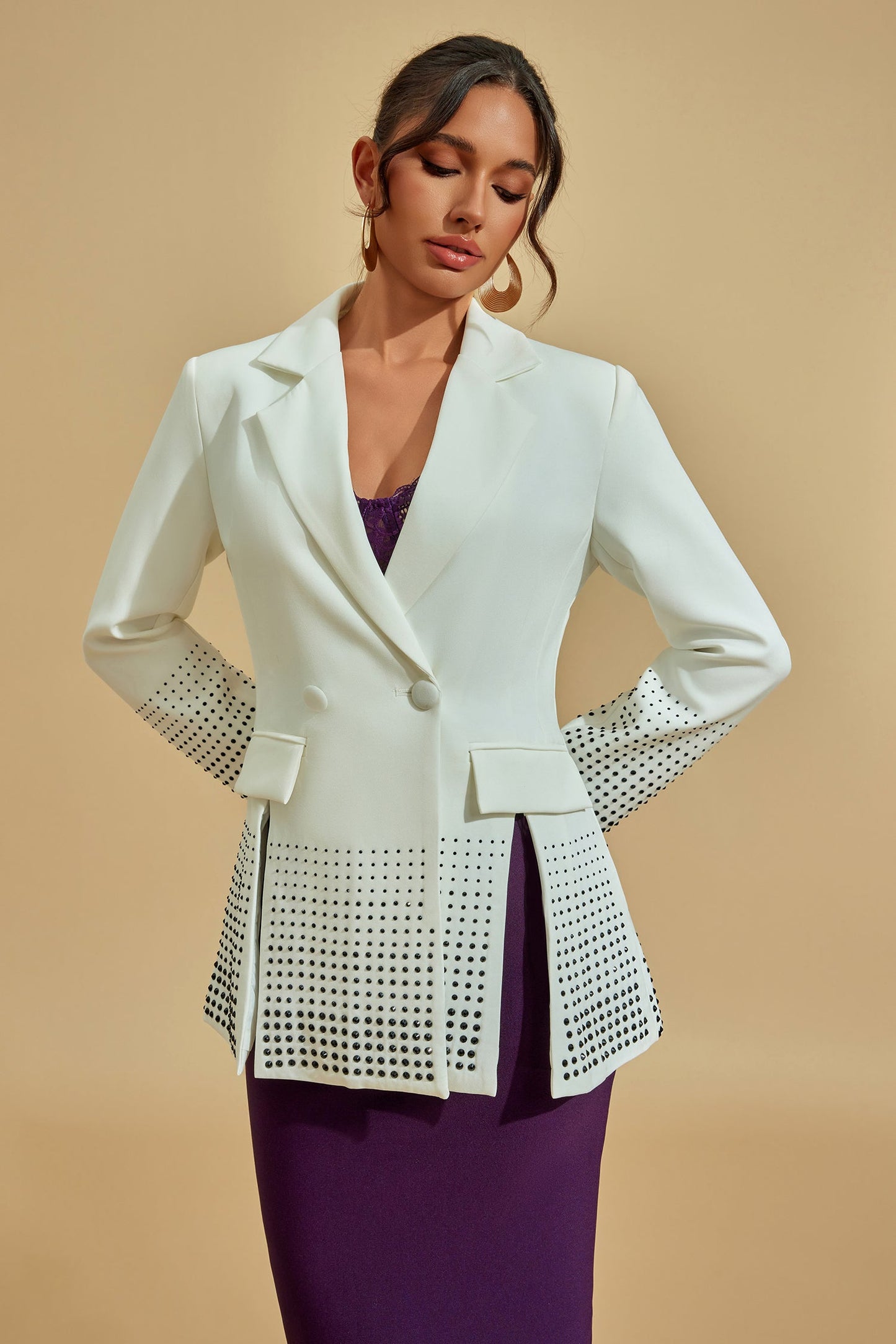 Ivy Beyaz Süslemeli Blazer