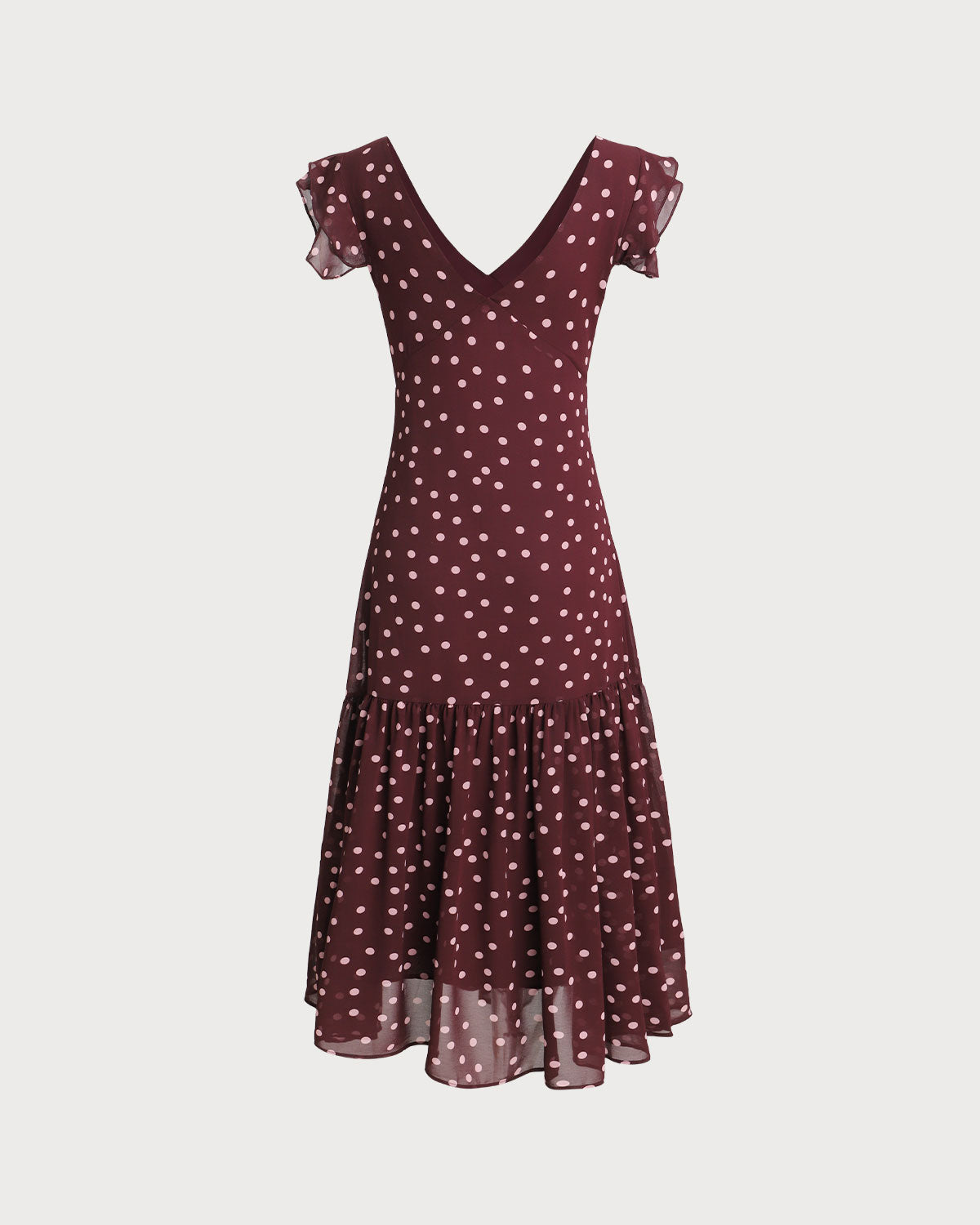 Purple Polka Dot V Neck Maxi Dress
