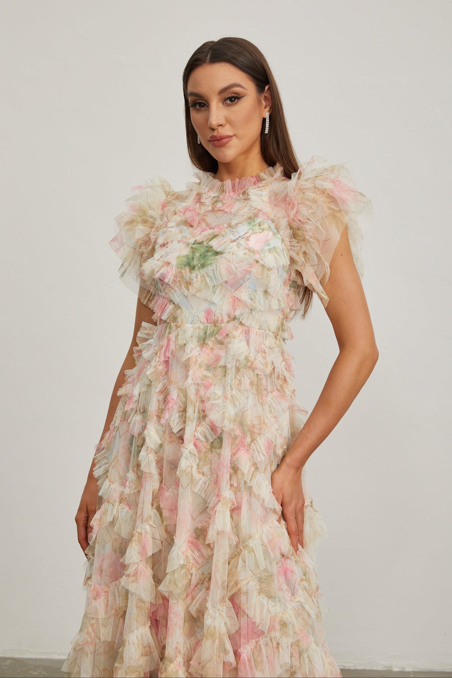 Roxane Blossom Volanlı Uzun Elbise