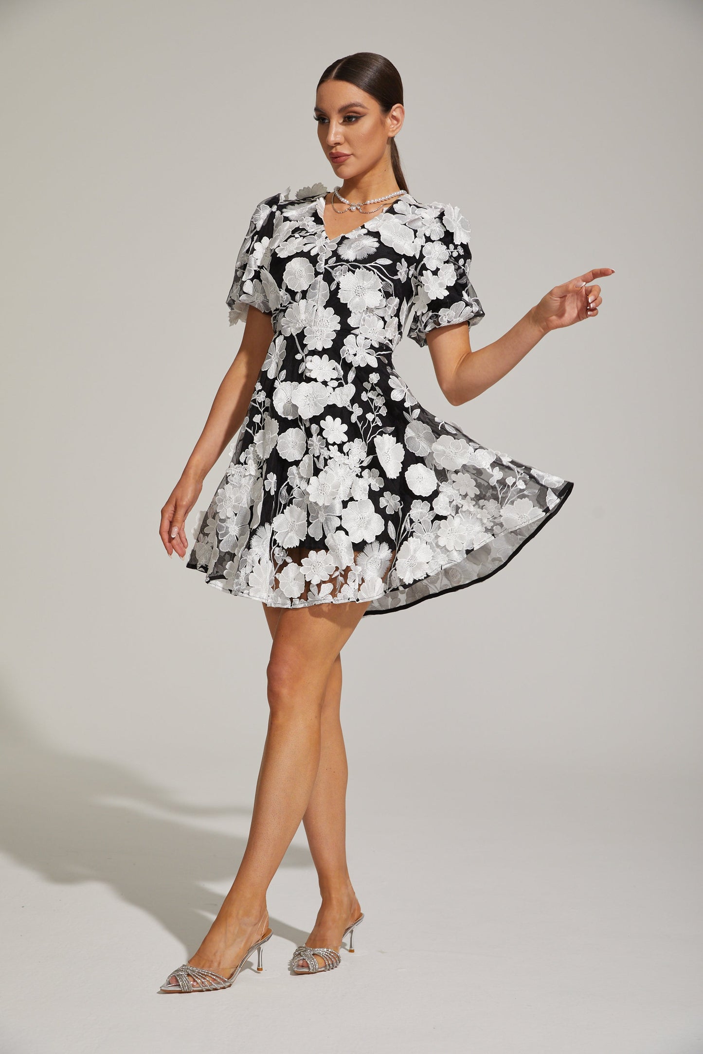 Johanna Bloom Puff - Kol Mini Elbise