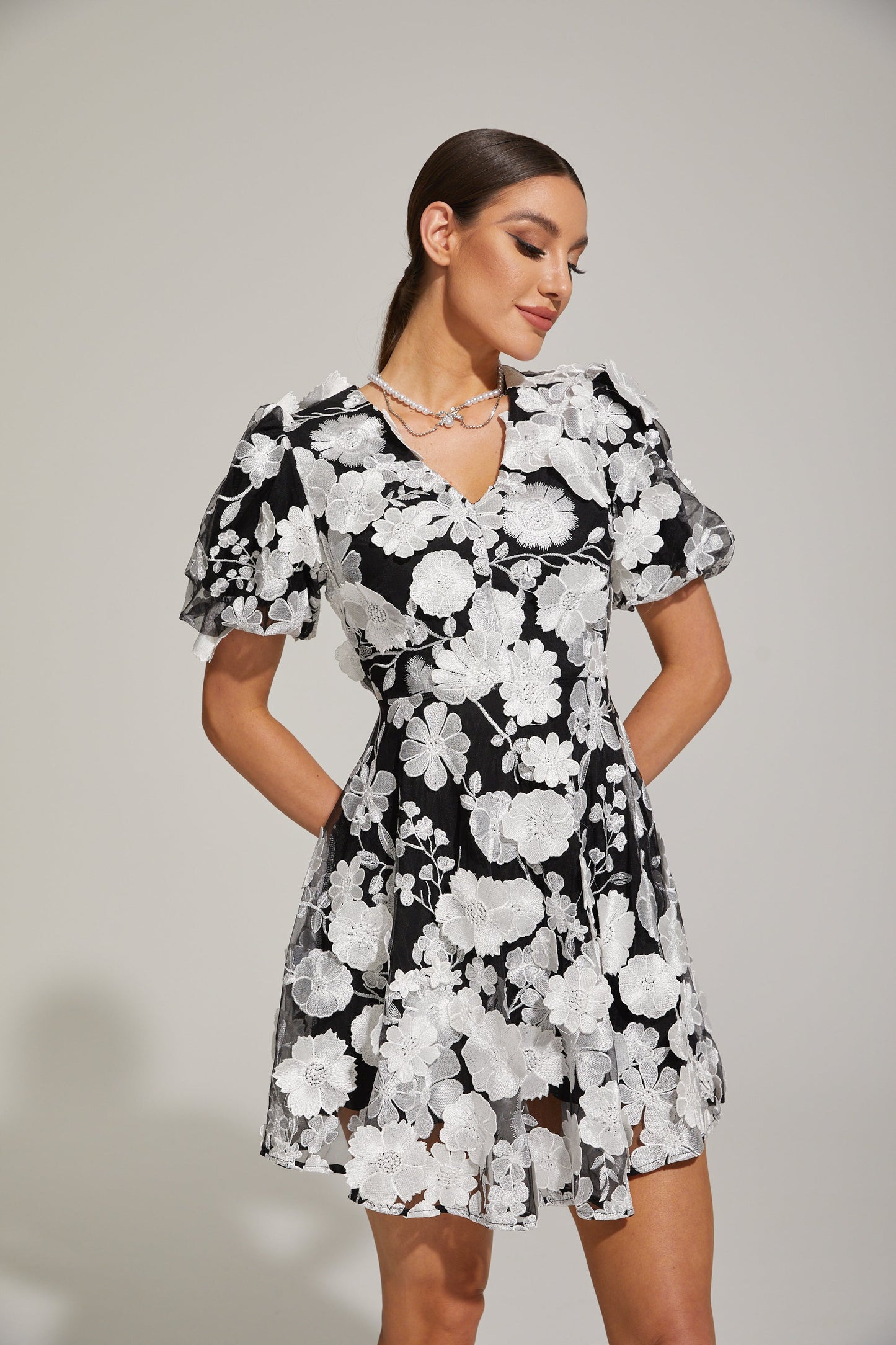 Johanna Bloom Puff - Kol Mini Elbise