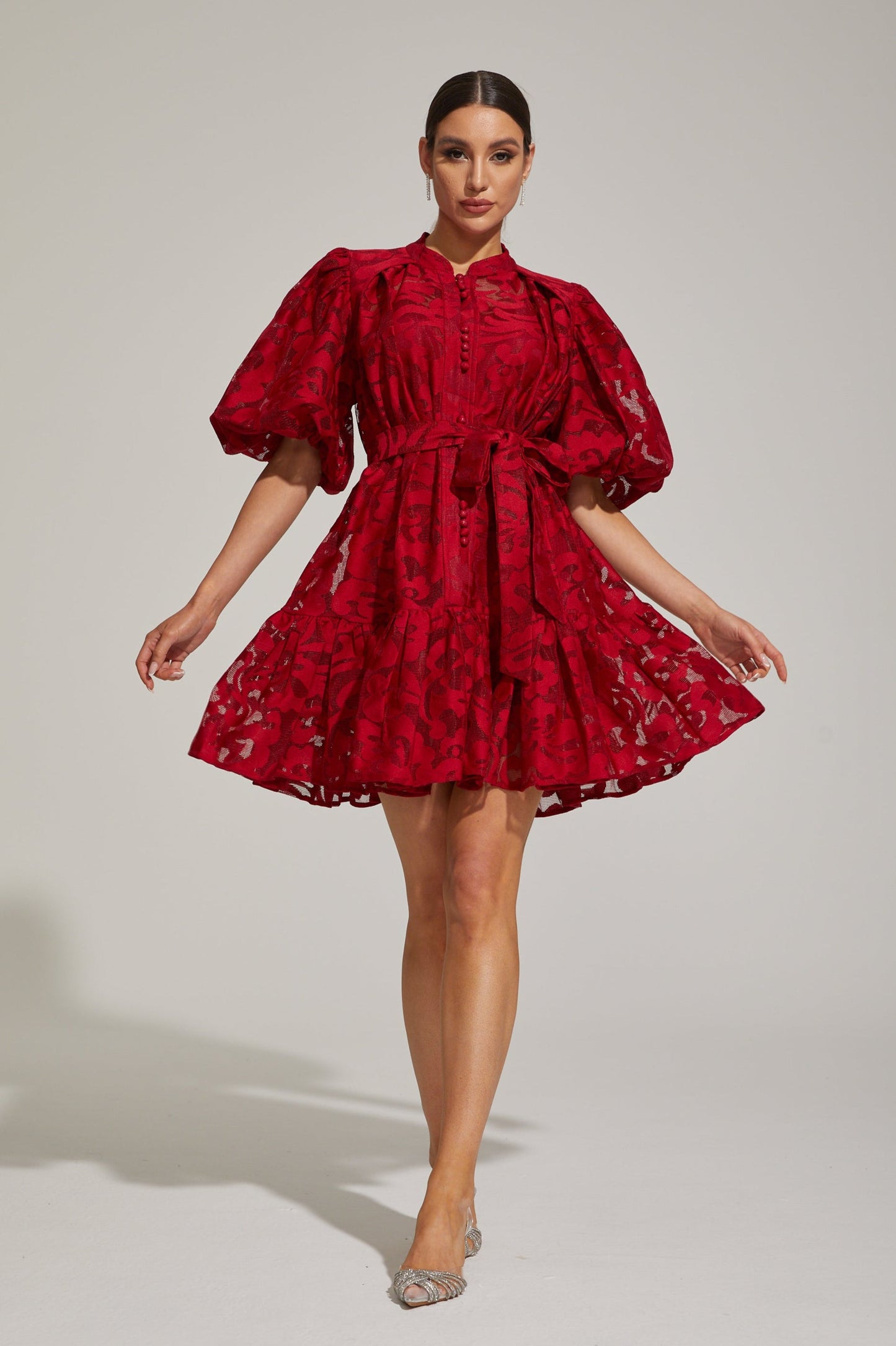 Tatienne Scarlet Blossom Kemerli Mini Elbise