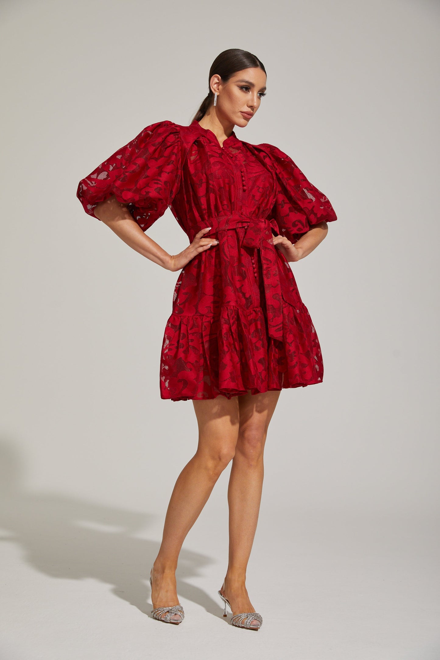 Tatienne Scarlet Blossom Kemerli Mini Elbise