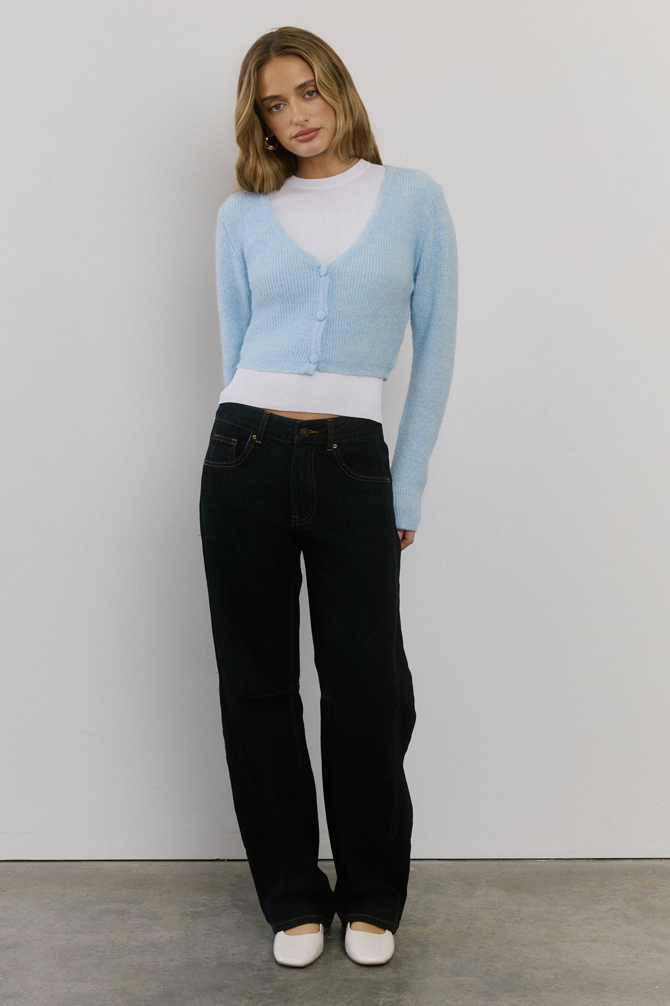 Baby Blue Knit Crop Hırka