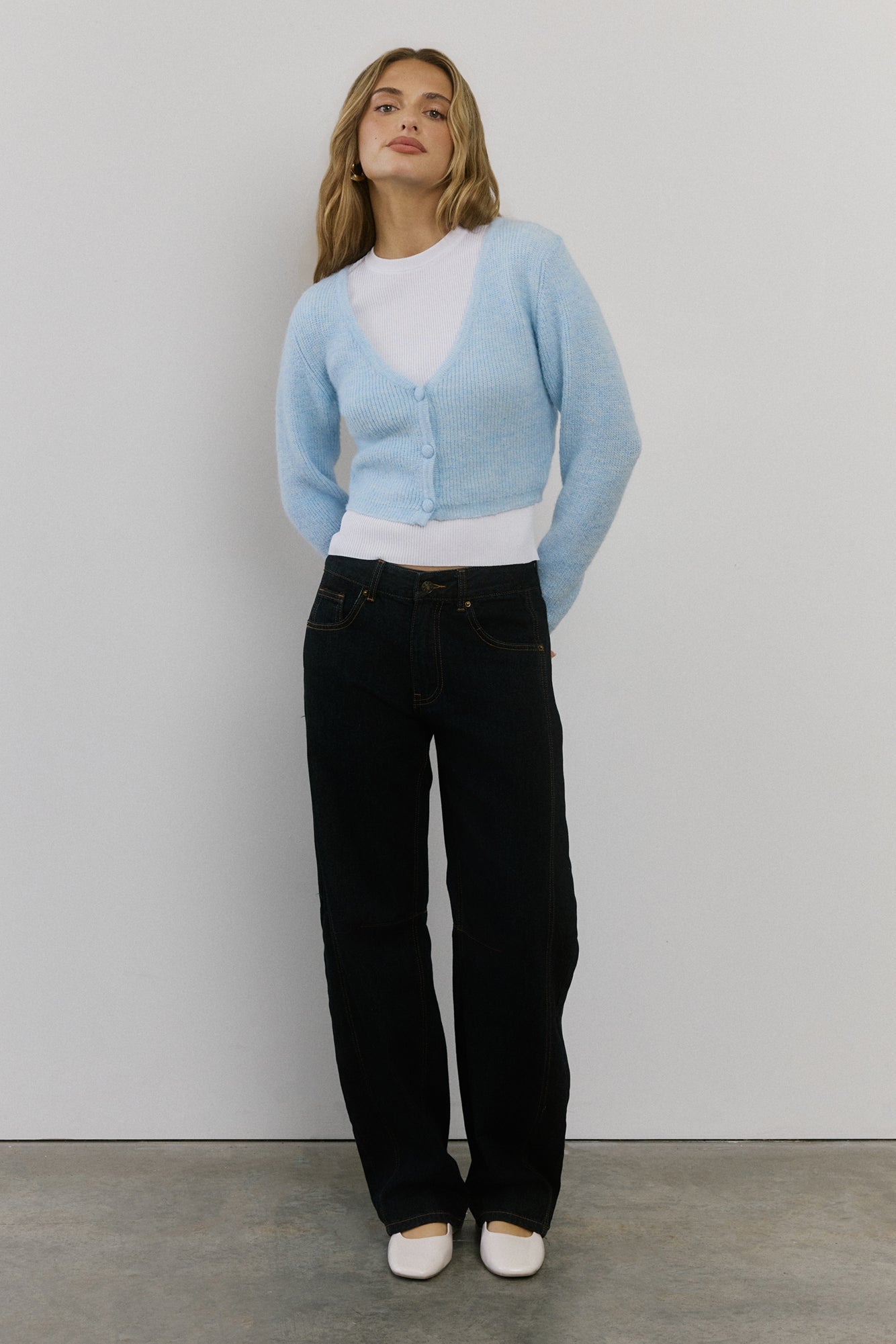 Baby Blue Knit Crop Hırka
