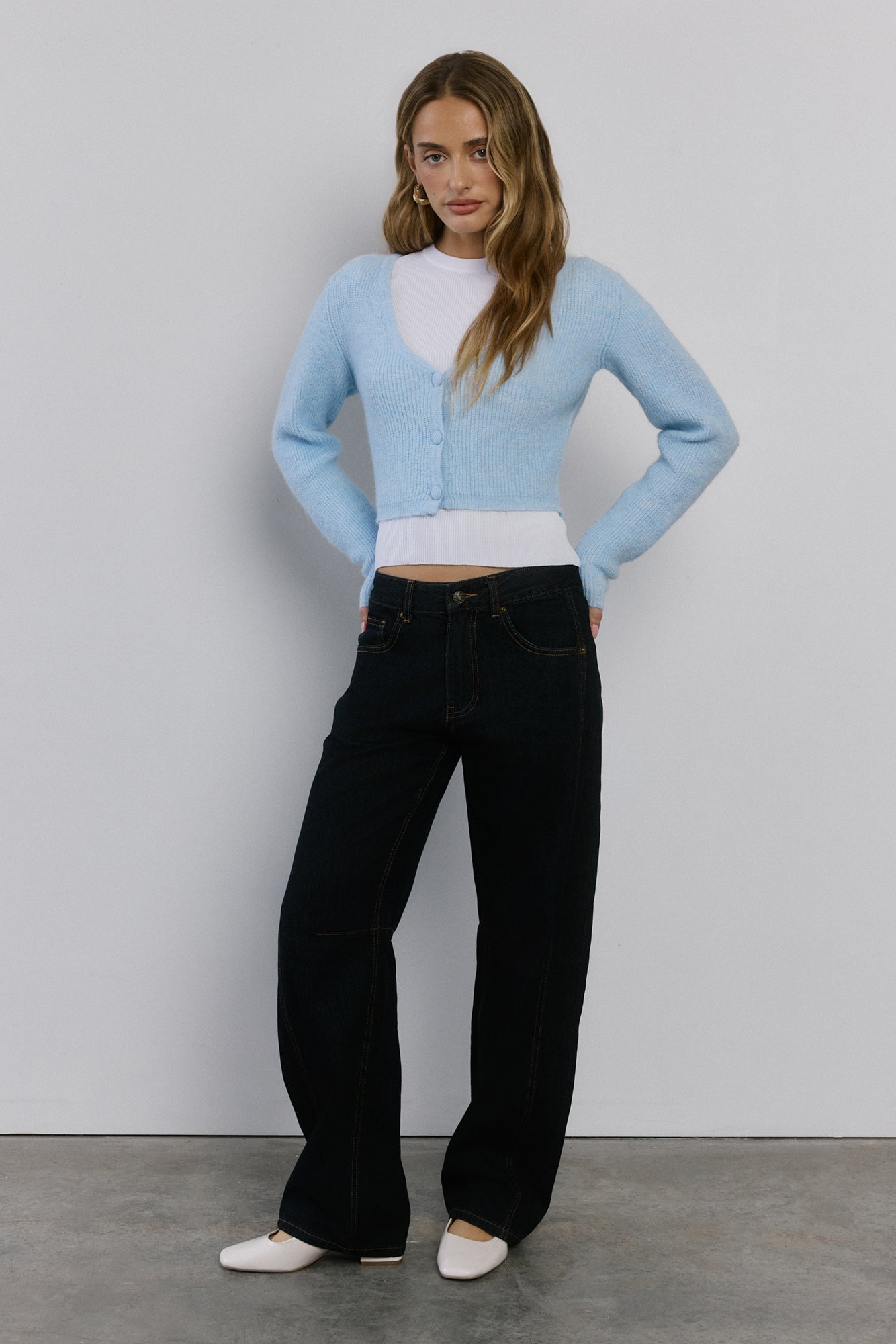 Baby Blue Knit Crop Hırka