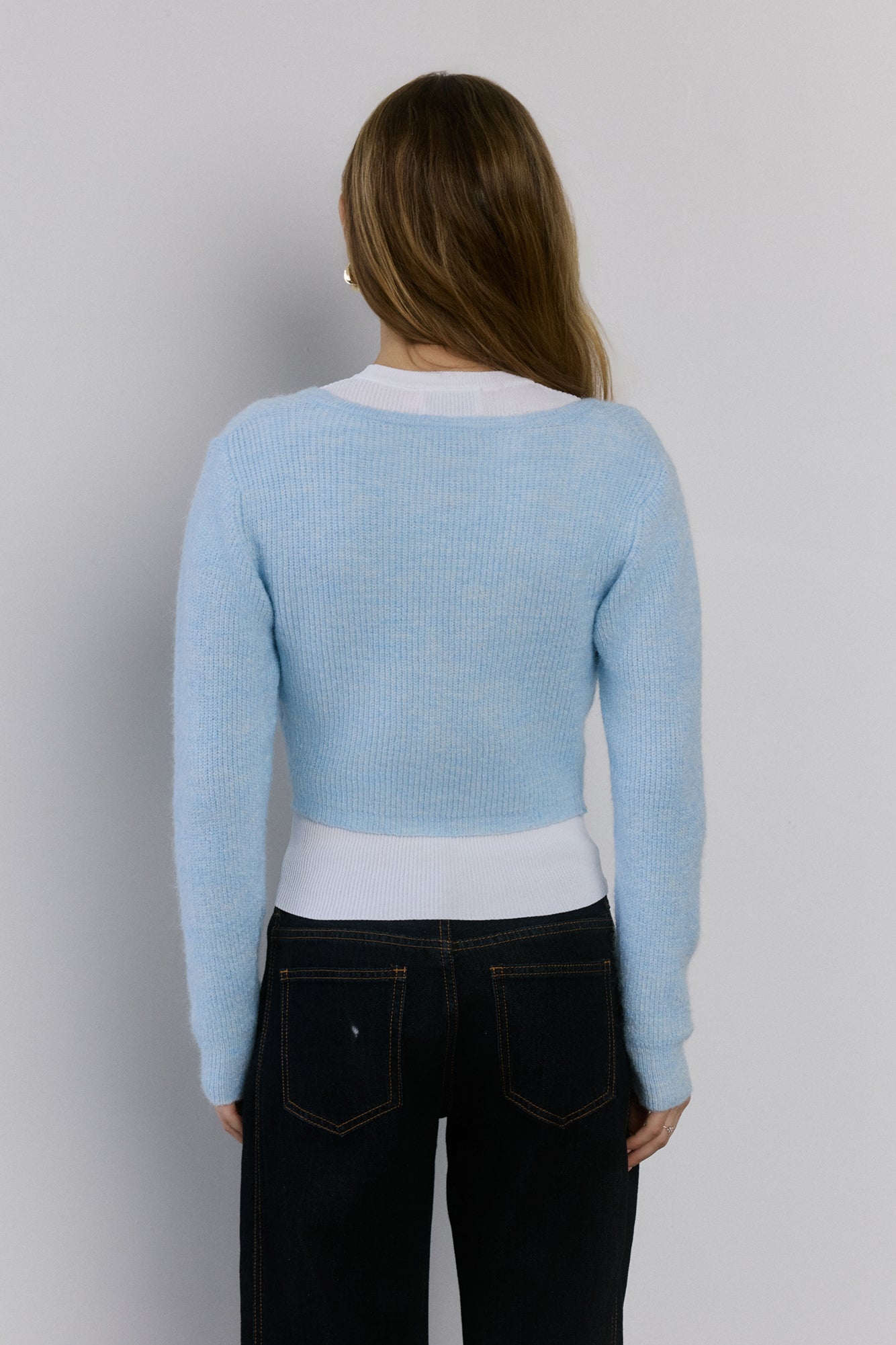 Baby Blue Knit Crop Hırka