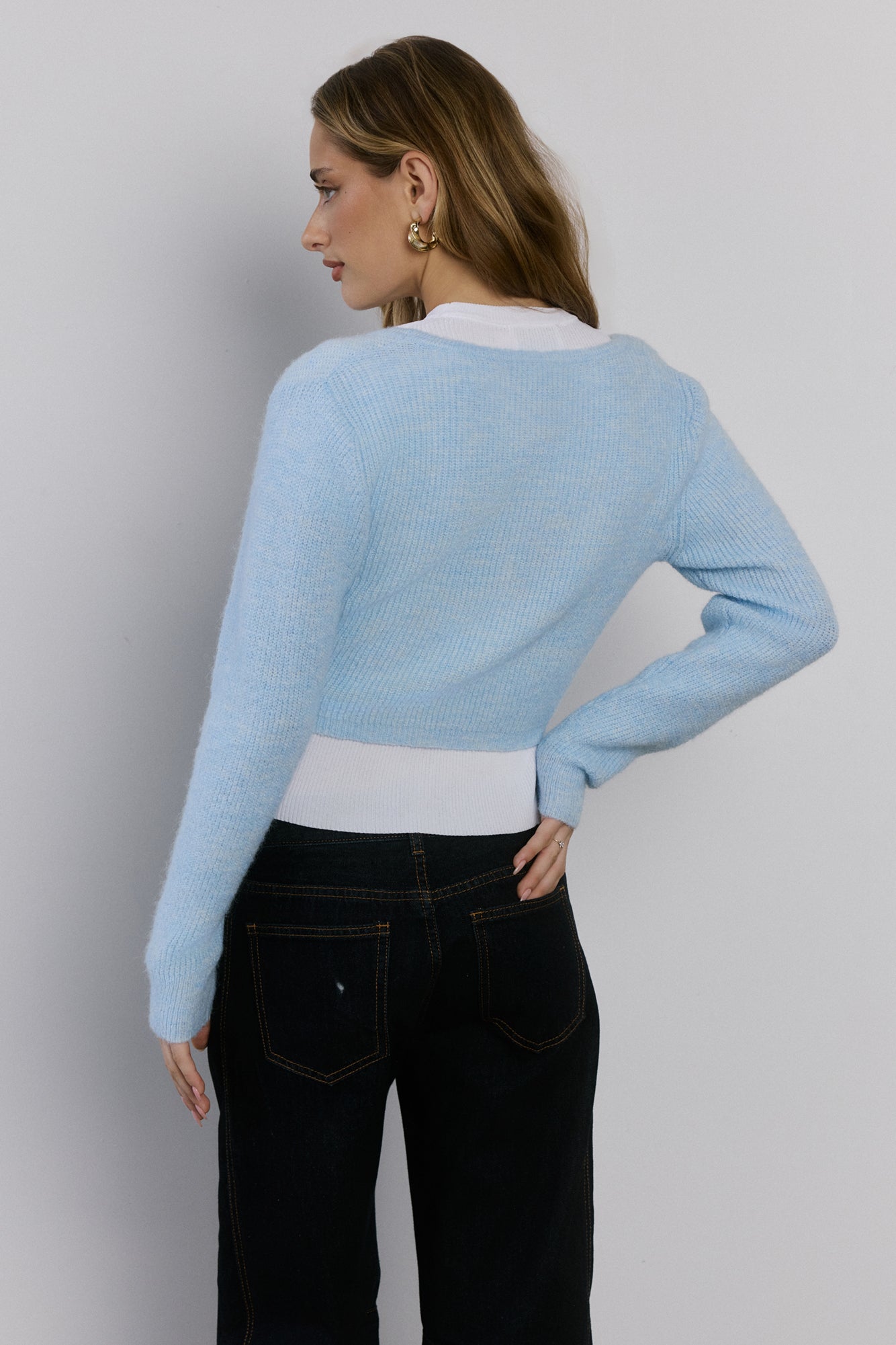 Baby Blue Knit Crop Hırka