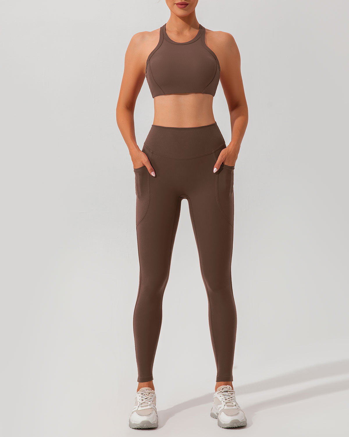 Kahverengi I-Back Yoga Atlet