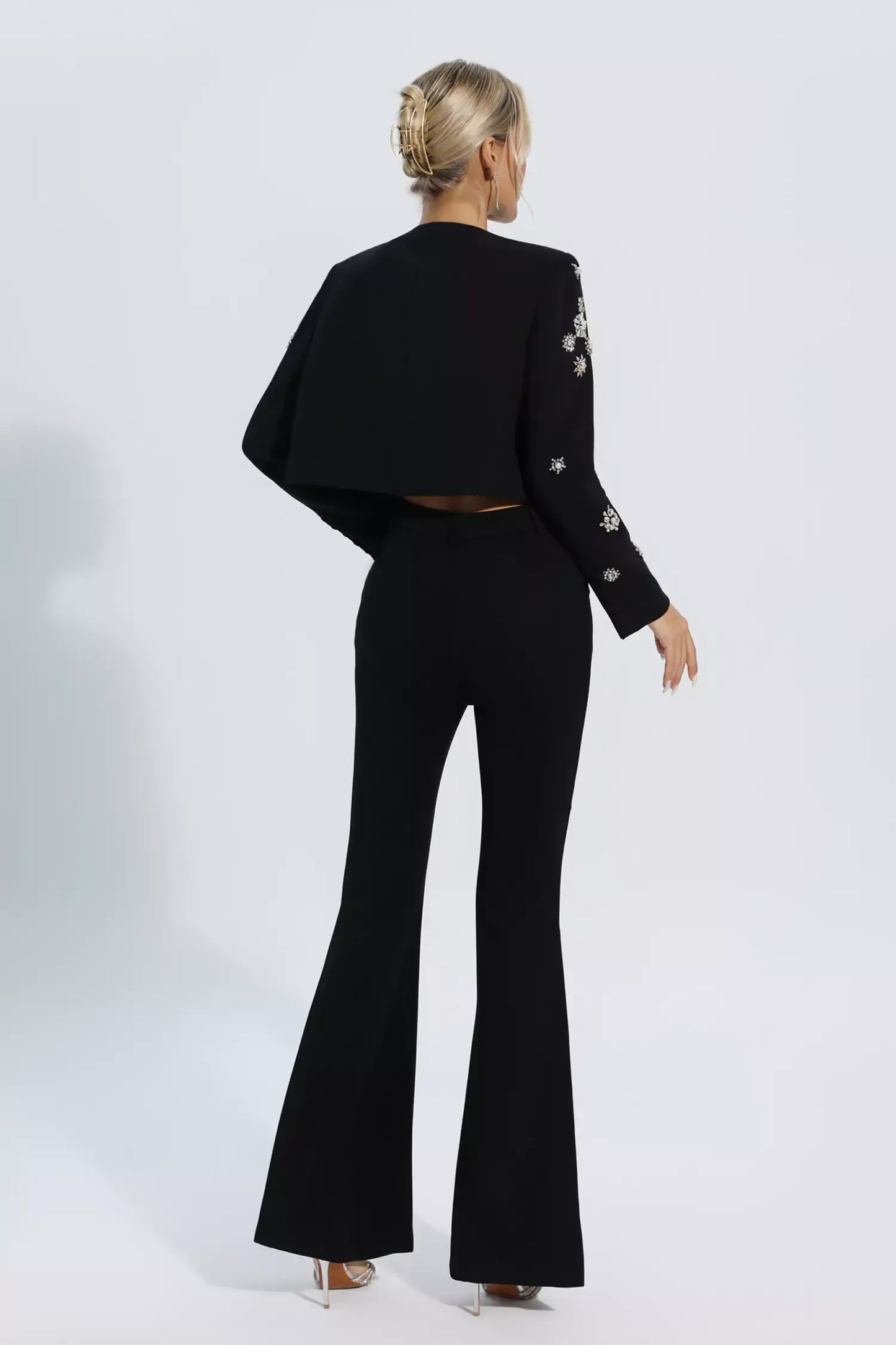 Amalia Siyah Kristal İnci Blazer Takımı