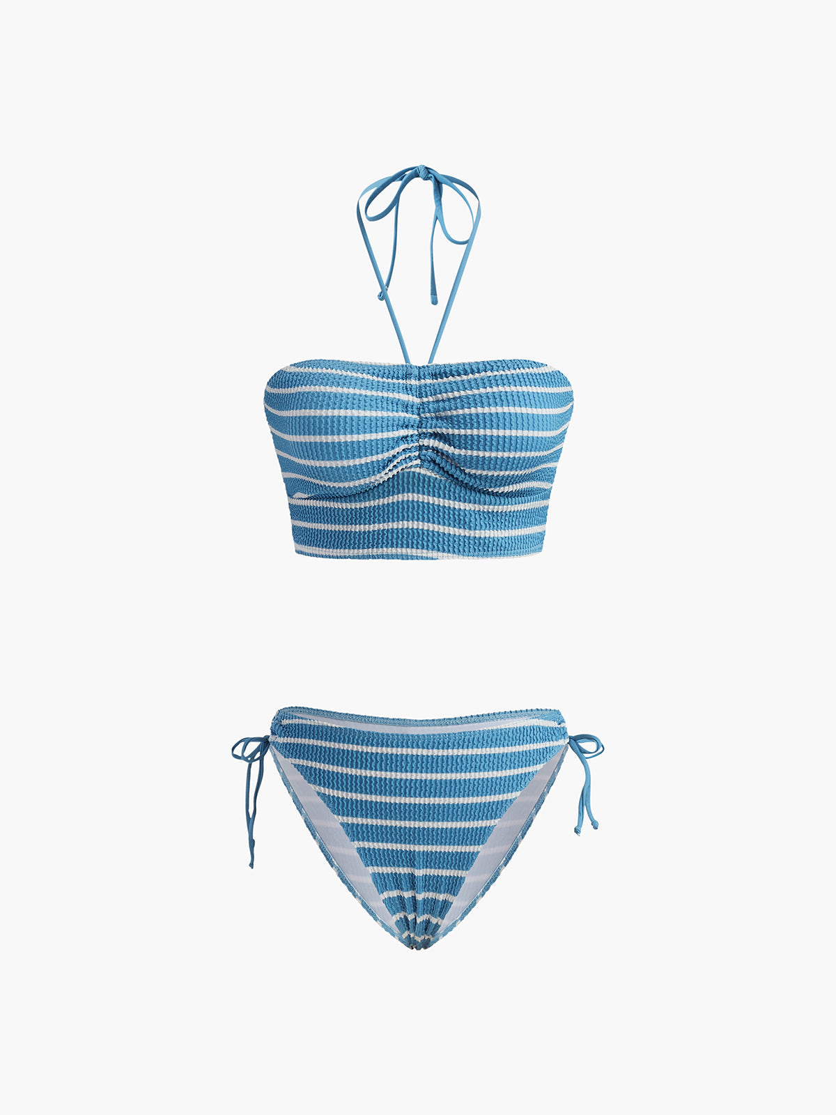 Halter Çizgili Çıkarılabilir Pedli Bikini Seti main image 0