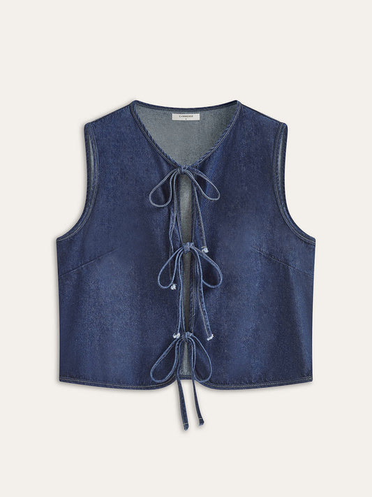Vintage Denim Kravat Yelek