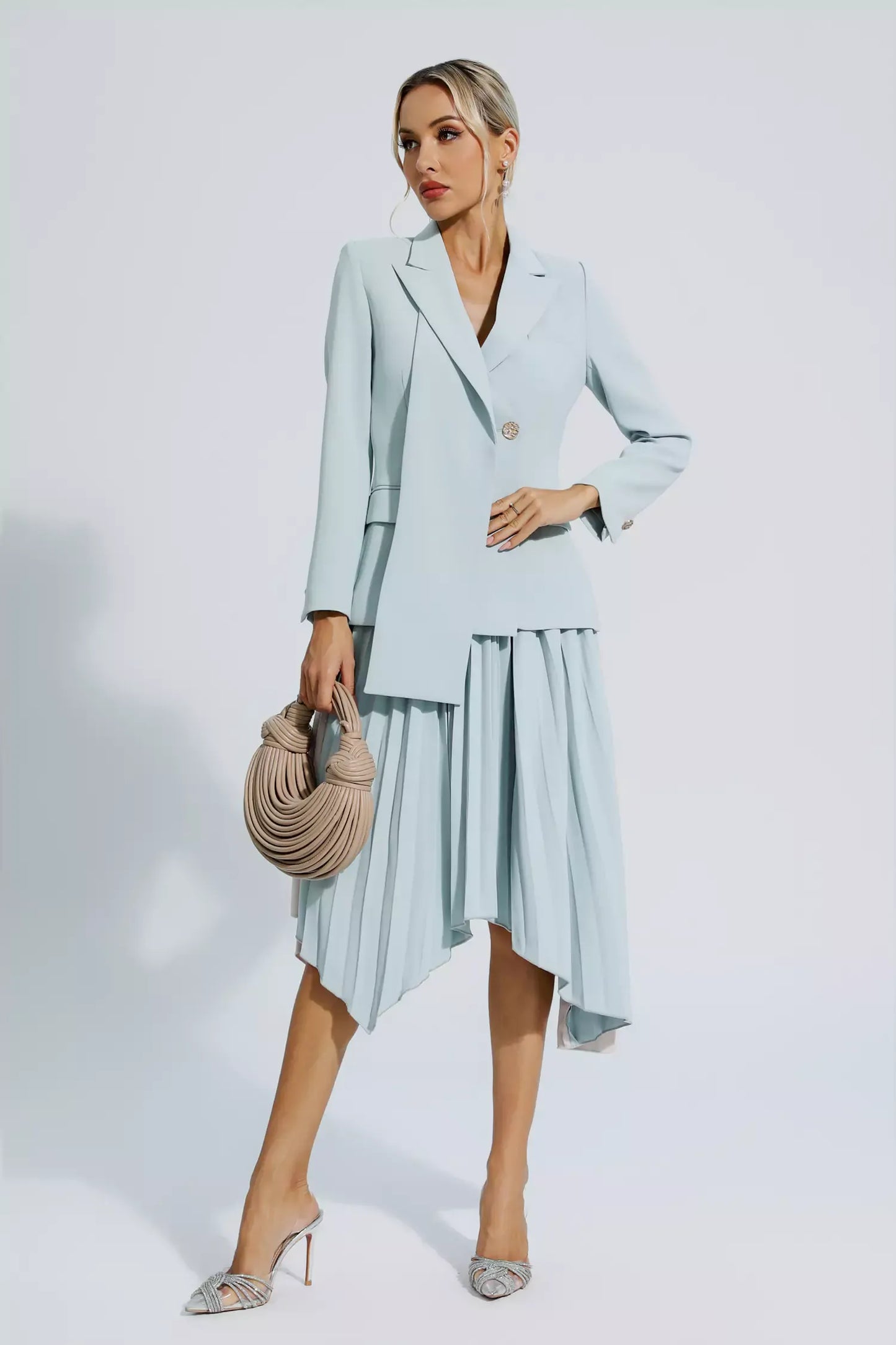 Blaire Gri Kıvrımlı Blazer Takımı