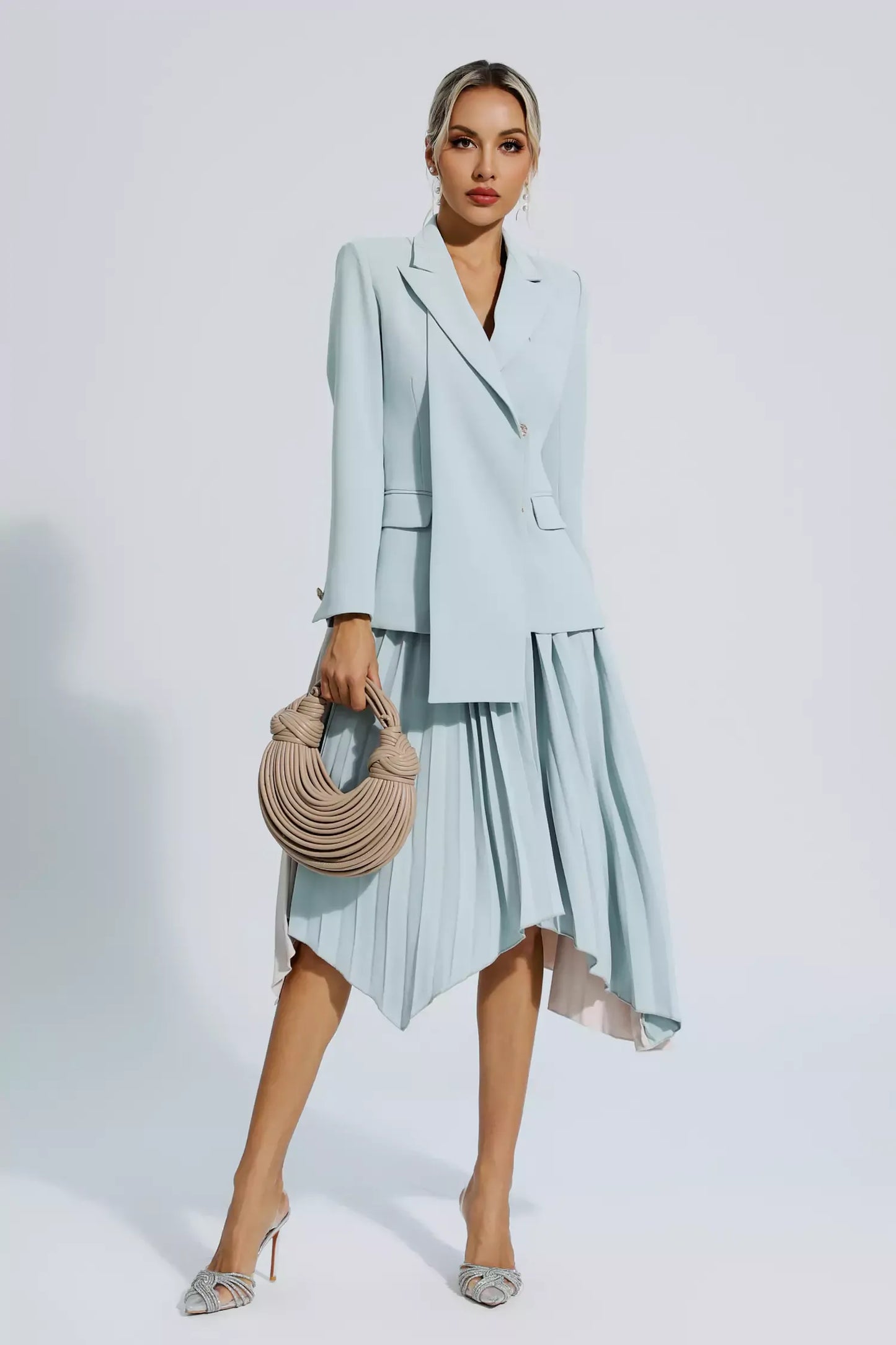 Blaire Gri Kıvrımlı Blazer Takımı