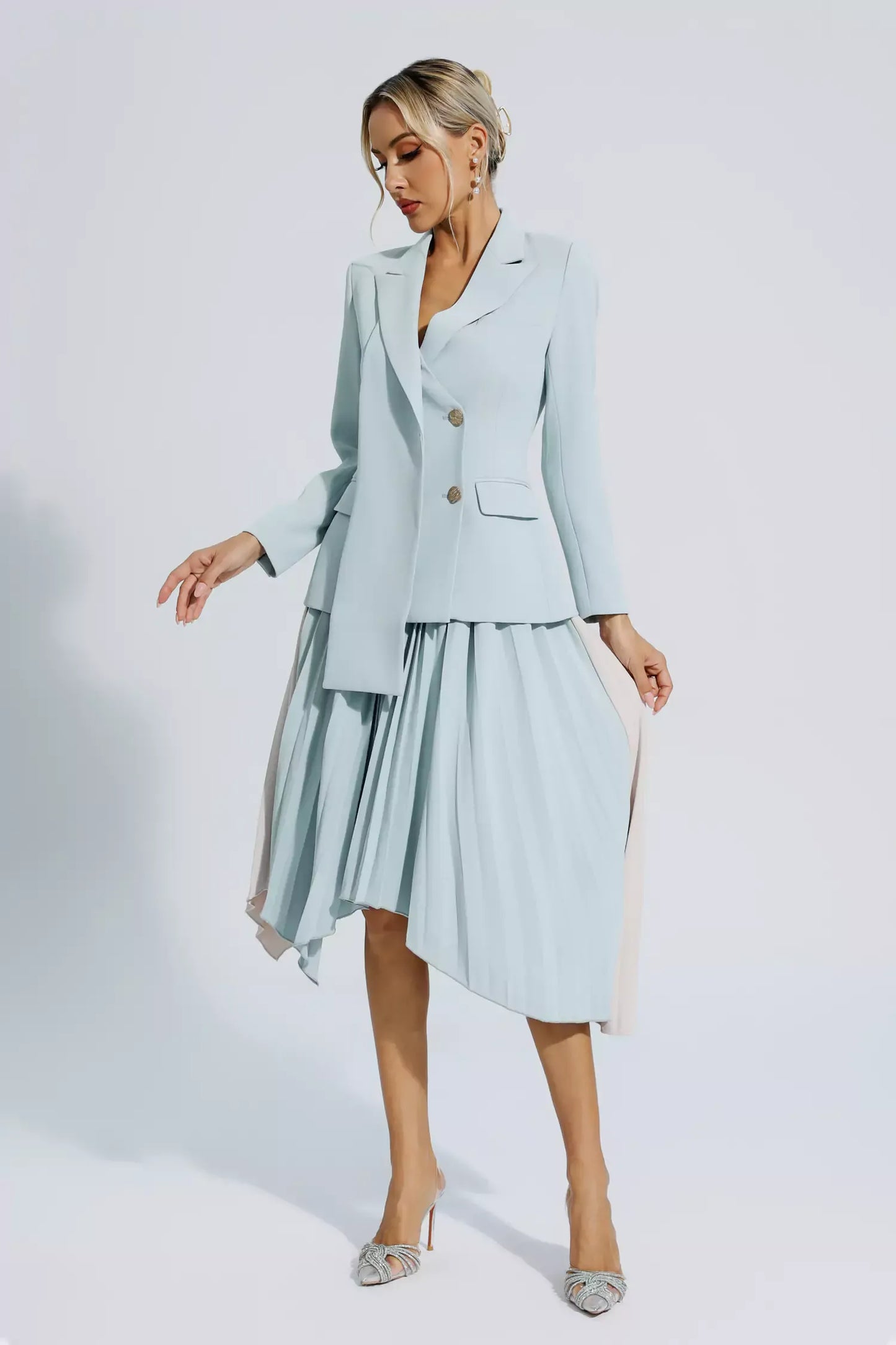 Blaire Gri Kıvrımlı Blazer Takımı