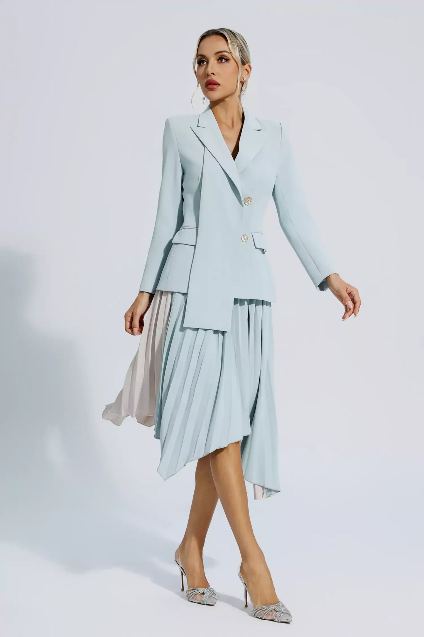 Blaire Gri Kıvrımlı Blazer Takımı