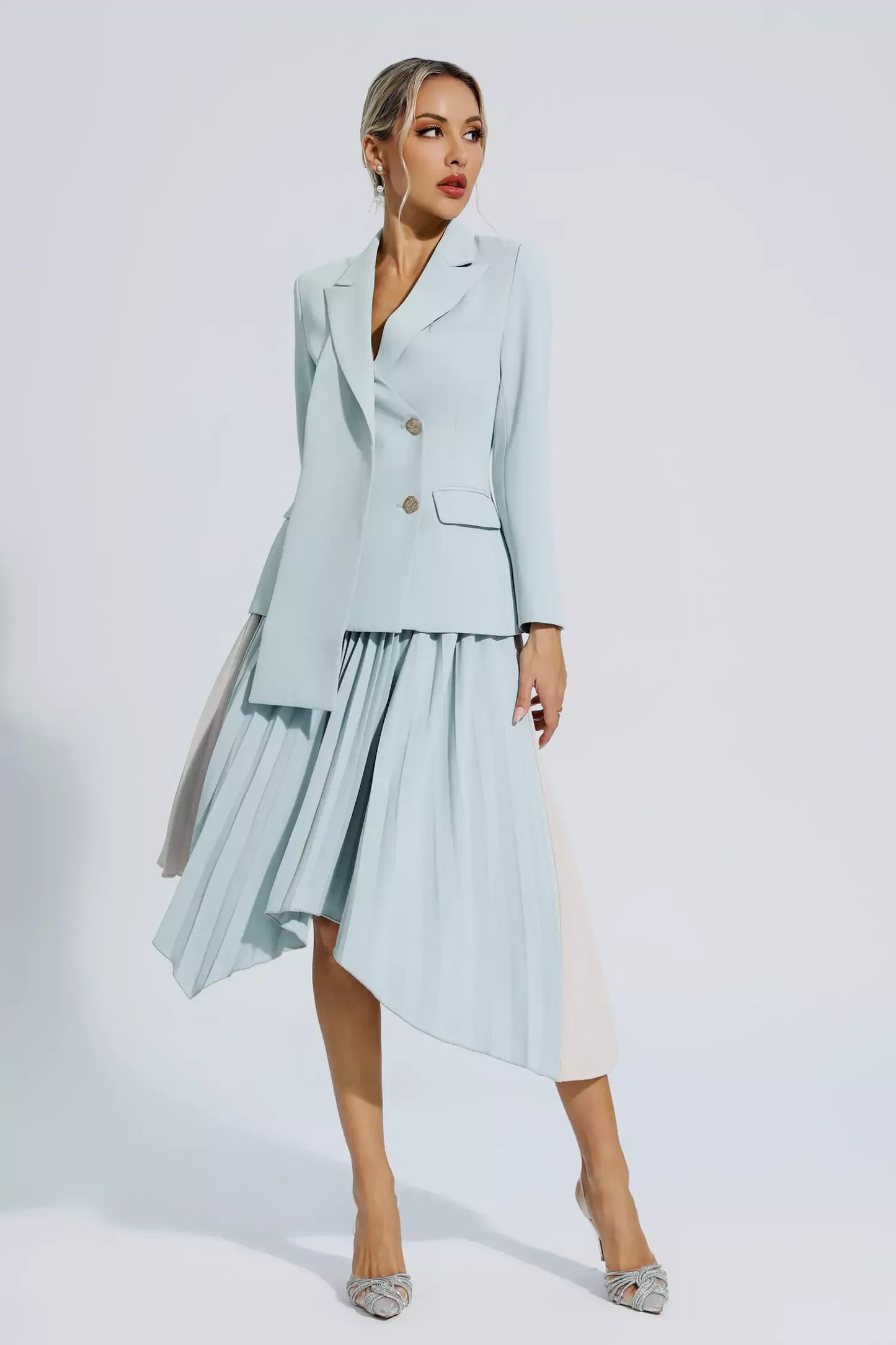 Blaire Gri Kıvrımlı Blazer Takımı