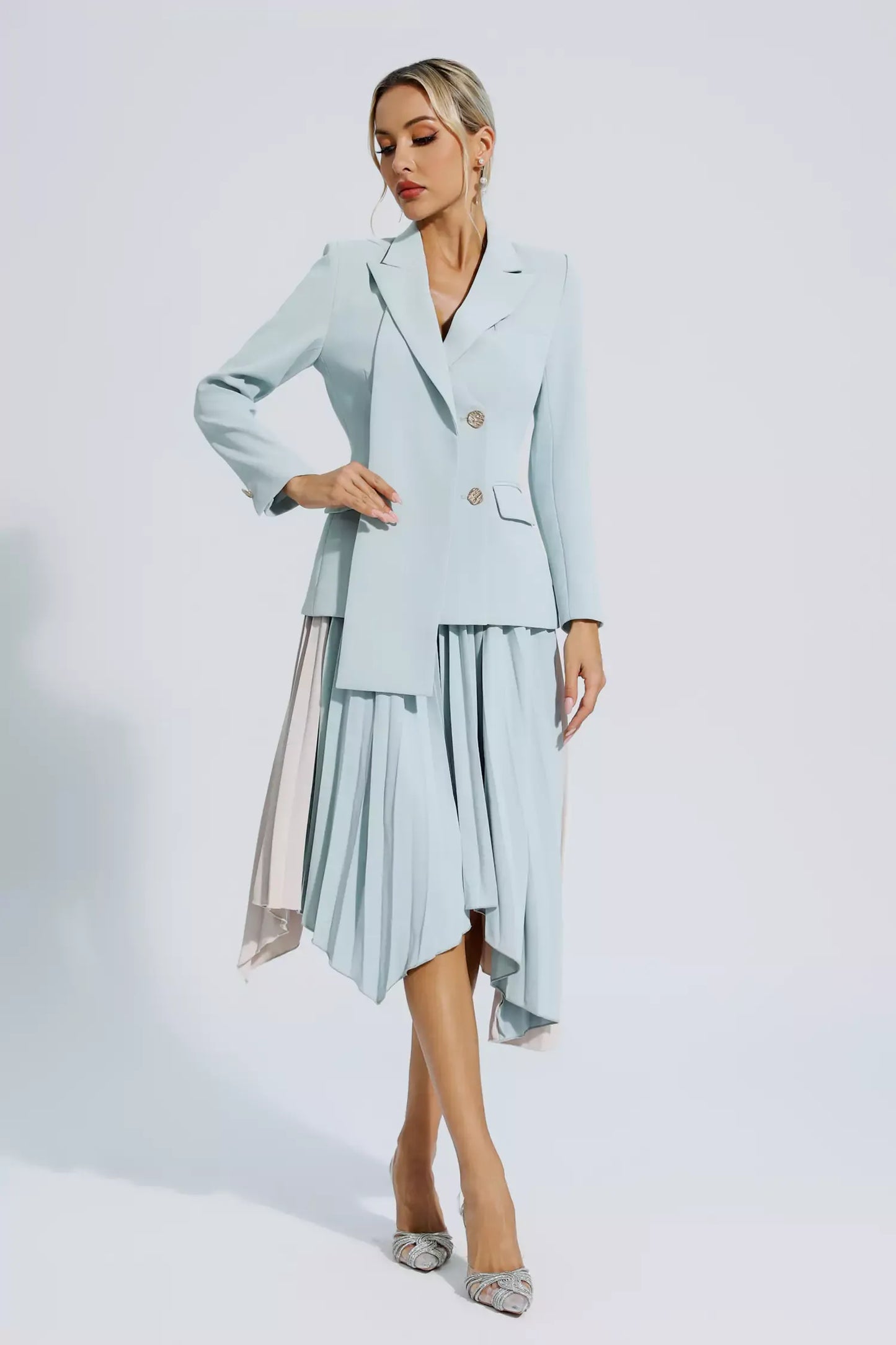 Blaire Gri Kıvrımlı Blazer Takımı