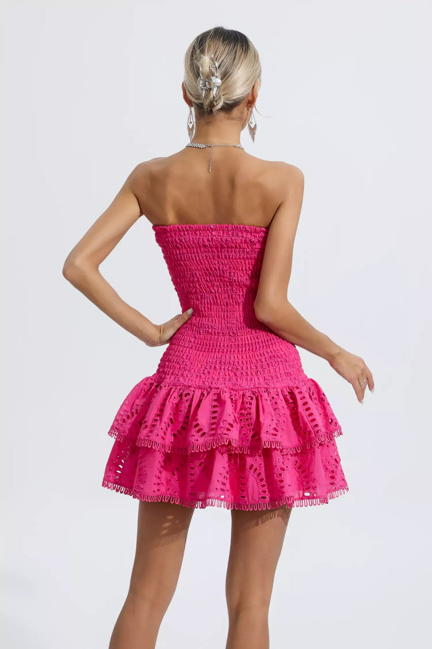 Bridget Pembe Volanlı Mini Elbise