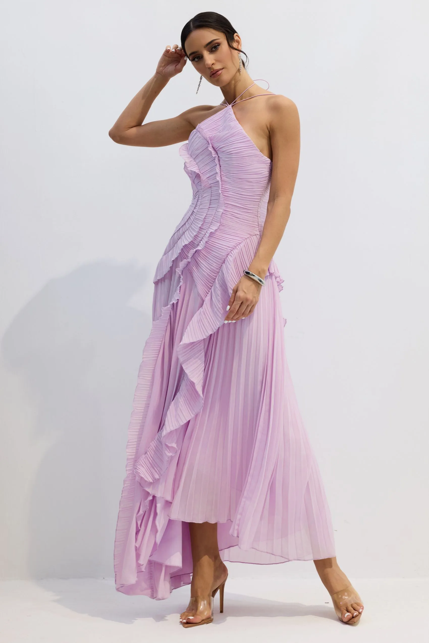 Olyssa Nina Halter Yaka Midi Elbise