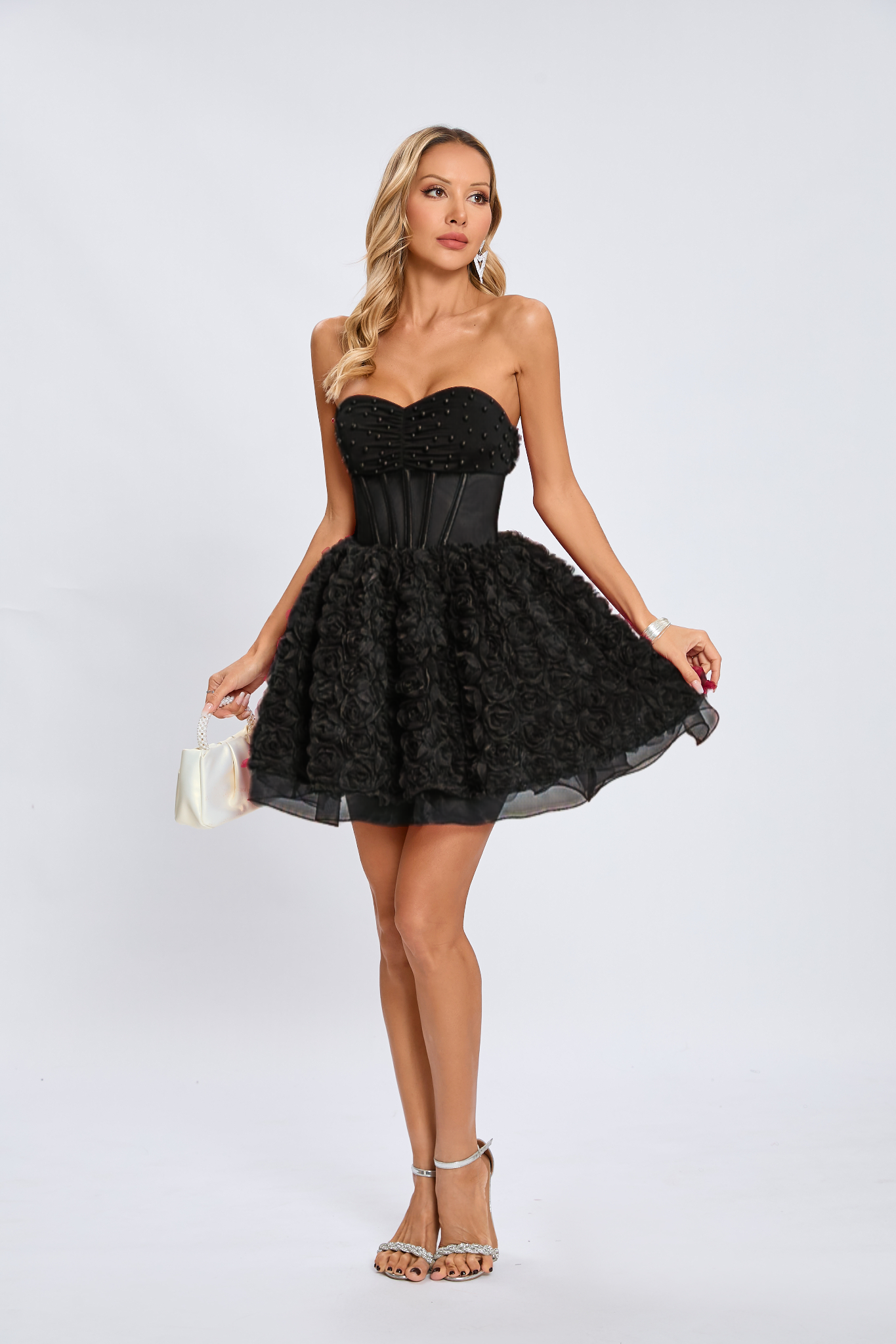 Rachel Siyah Bloom Korse Mini Elbise