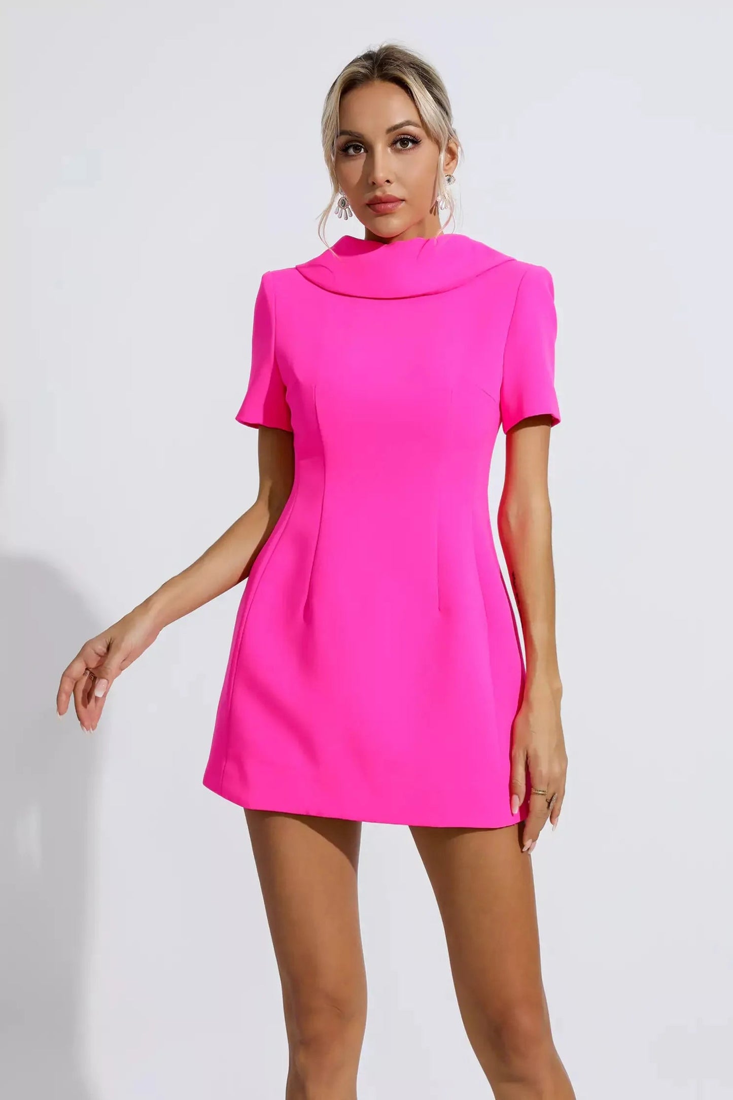 Jacqueline Pembe Fiyonklu Mini Elbise