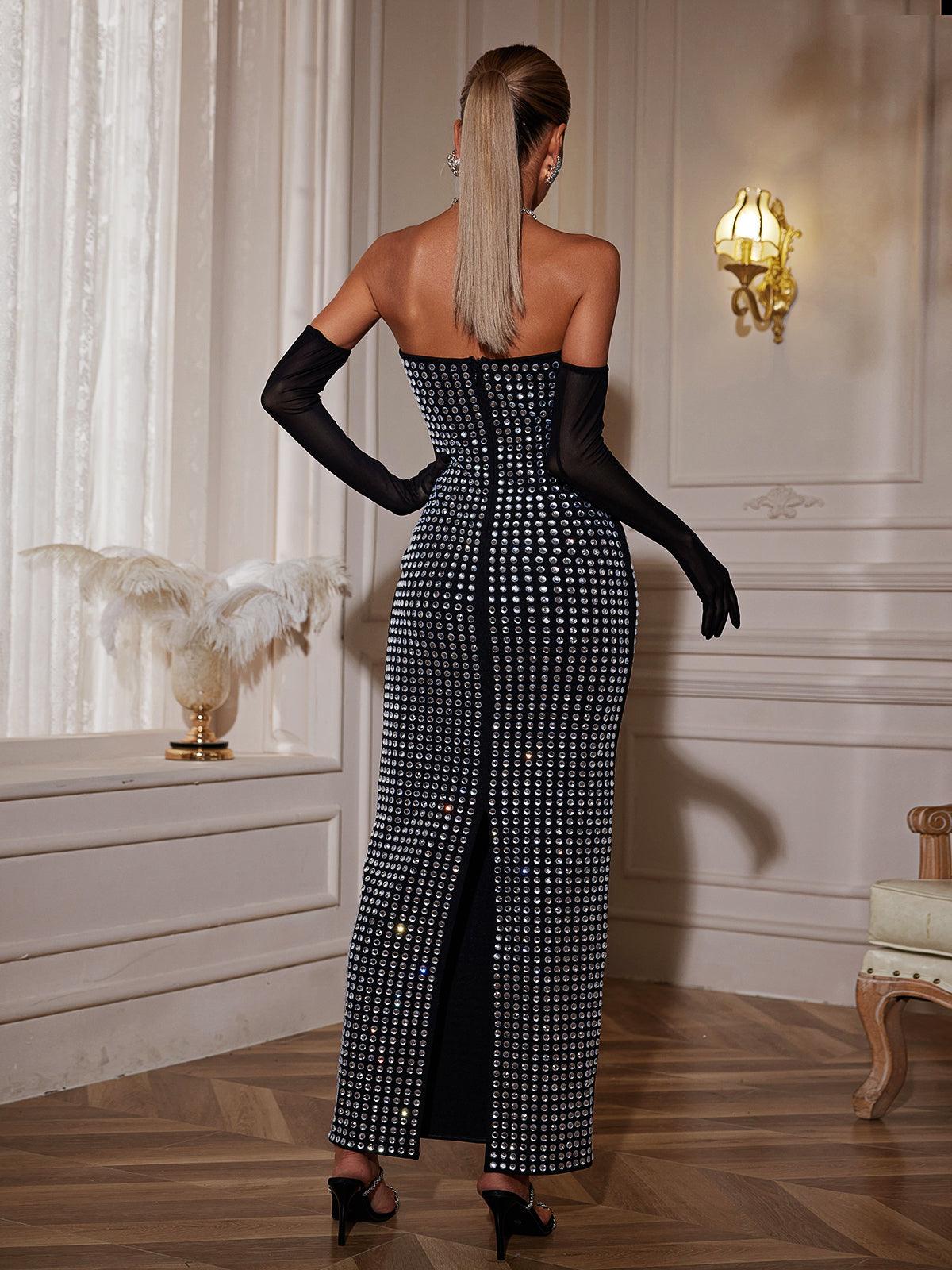 Khy Rhinestone Bandaj Uzun Elbise Eldivenli