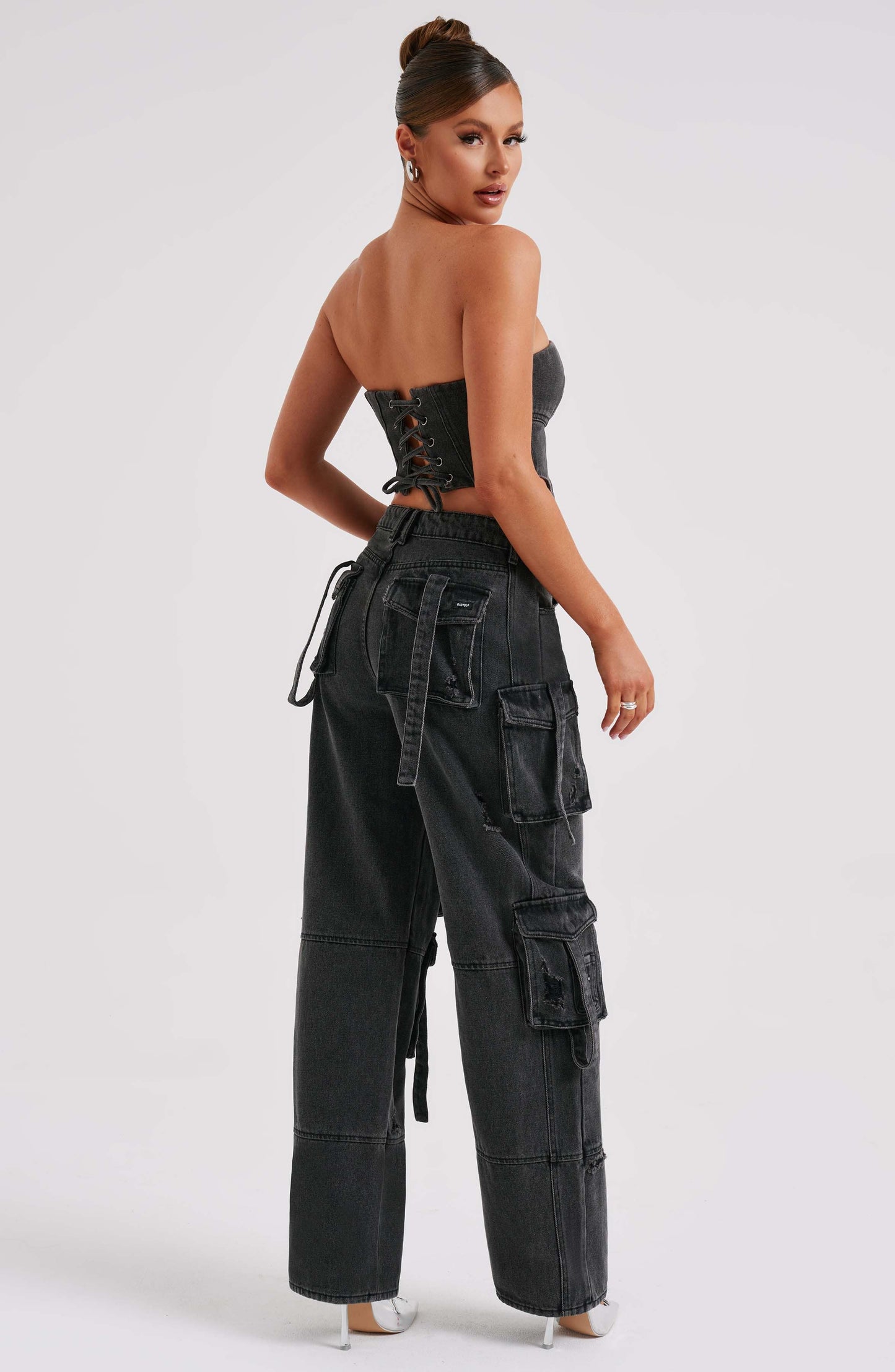Siyah Cargo Jean Pantolon