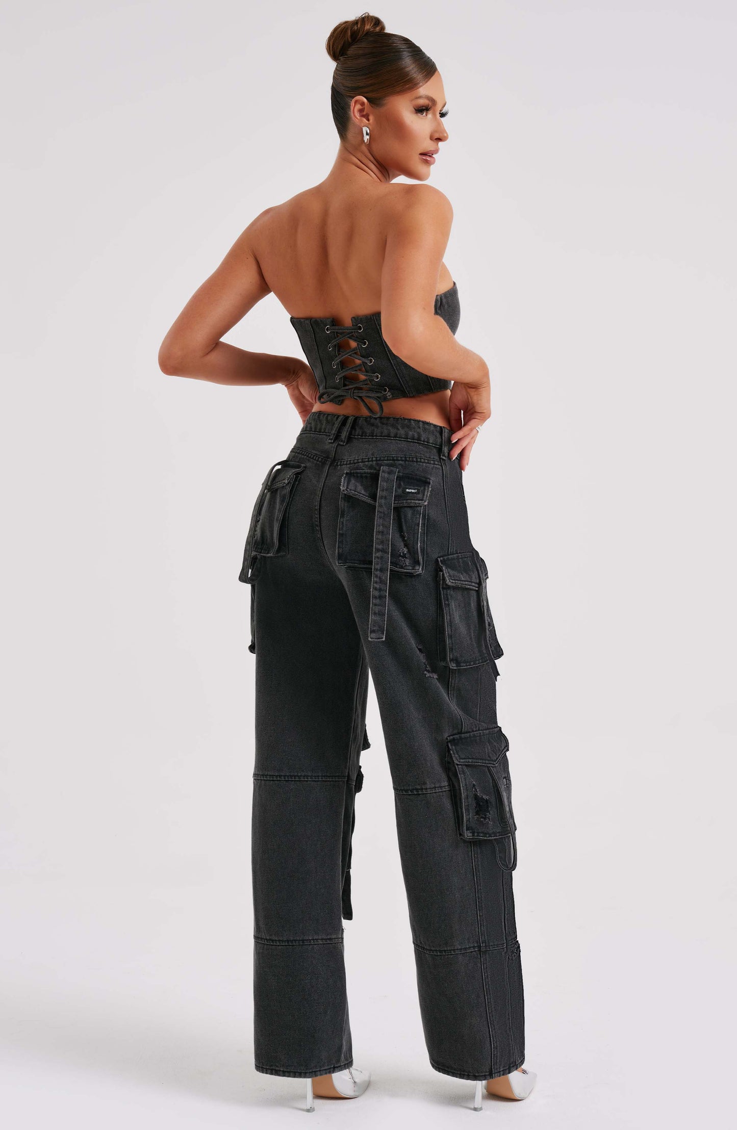 Siyah Cargo Jean Pantolon