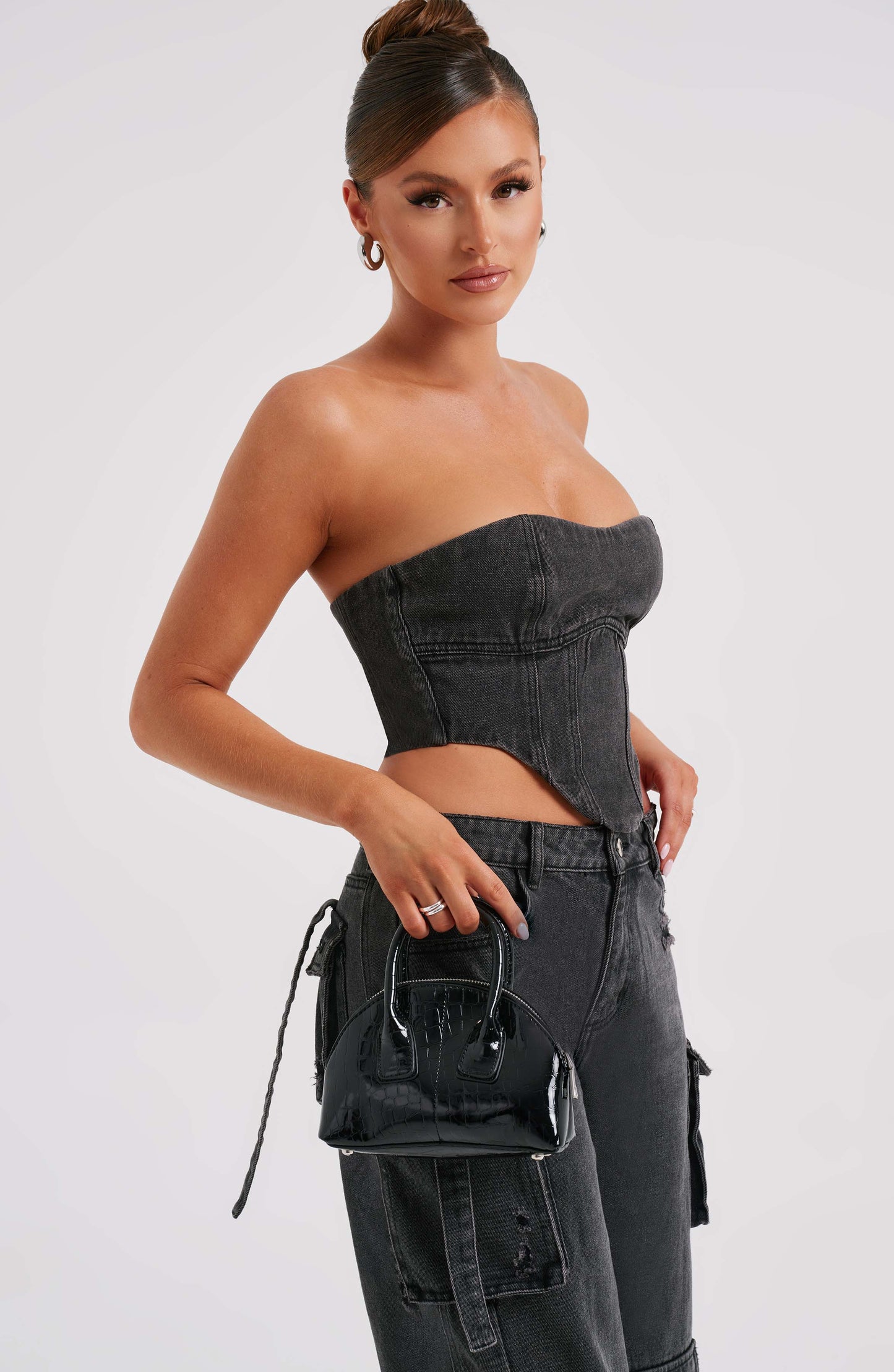 Siyah Cargo Jean Pantolon