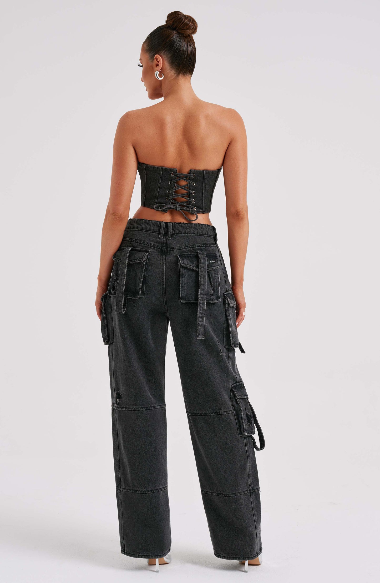 Siyah Cargo Jean Pantolon