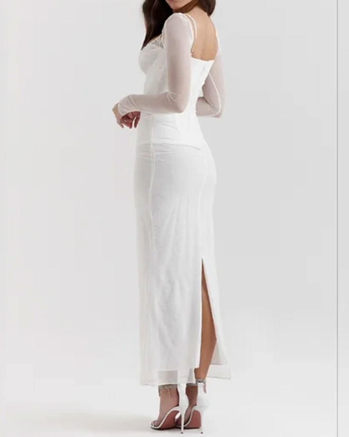 White See Through Bodycon Maxi Dress