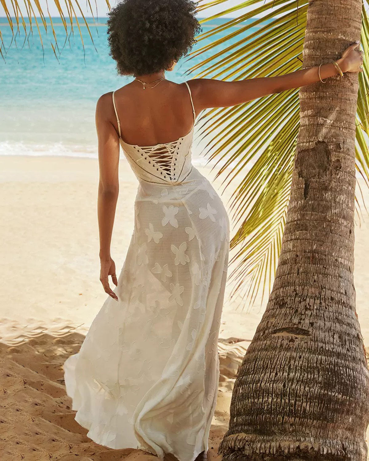 White Jacquard Slip Maxi Dress