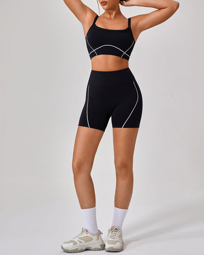 Siyah Yüksek Bel Yoga Şortu