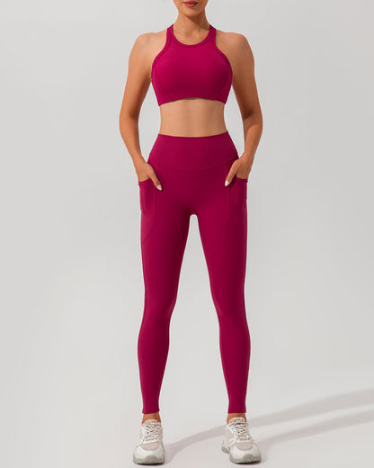 Kırmızı Hızlı Kuruyan Yüksek Belli Yoga Taytı