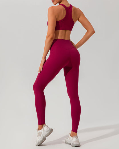 Kırmızı Hızlı Kuruyan Yüksek Belli Yoga Taytı