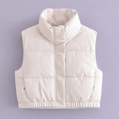 Faux Leather Quilted Cotton Vest