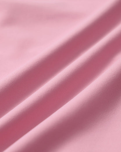 Pembe Yuvarlak Yakalı Kısa Kollu Yoga Üstü - Hafif Destek