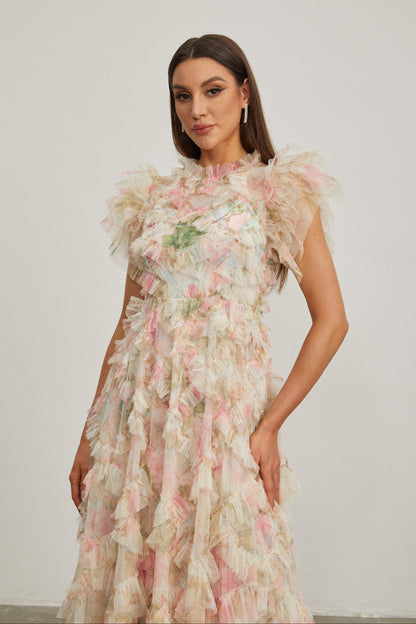 Roxane Blossom Volanlı Uzun Elbise