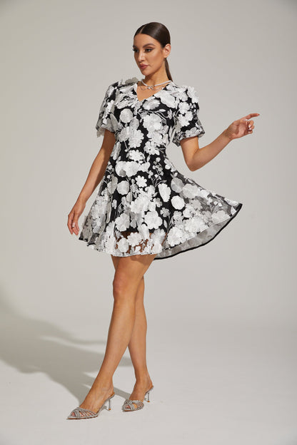 Johanna Bloom Puff - Kol Mini Elbise