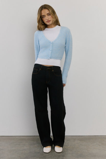 Baby Blue Knit Crop Hırka