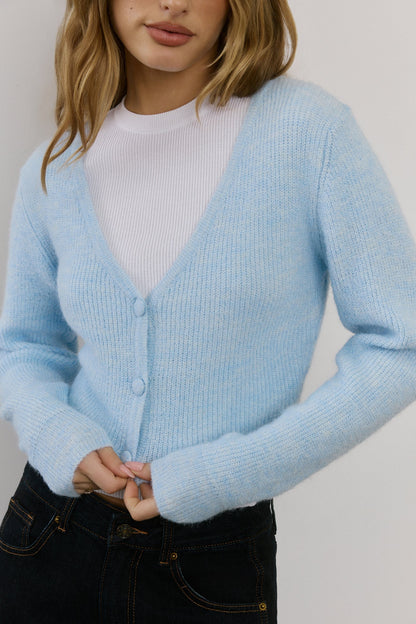 Baby Blue Knit Crop Hırka