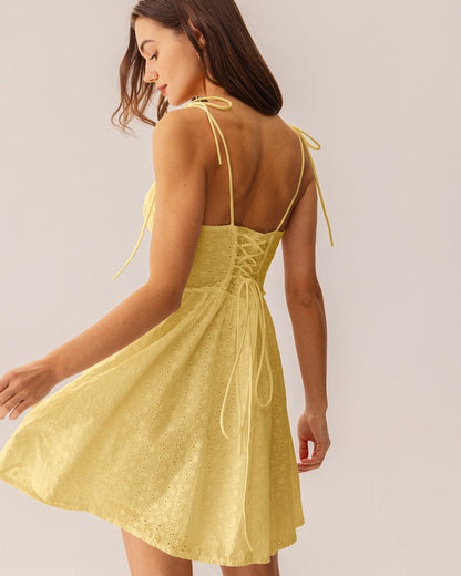 Sarı Büzgülü Korse Mini Elbise