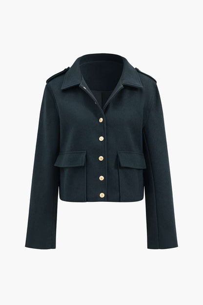 Button Pocket Long Sleeve Ceket