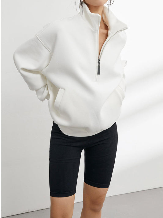 Yarım Fermuarlı Oversize Sweatshirt