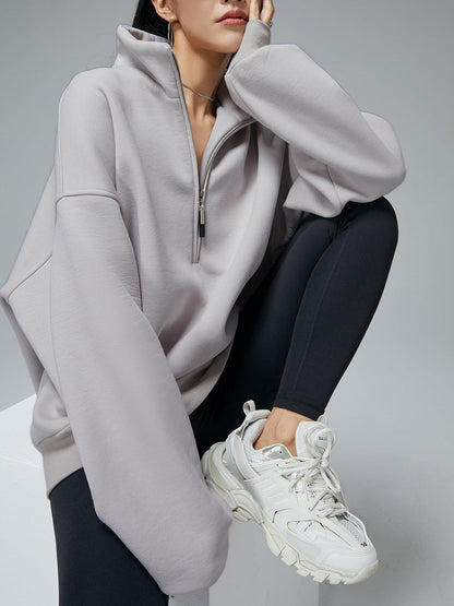 Yarım Fermuarlı Oversize Sweatshirt