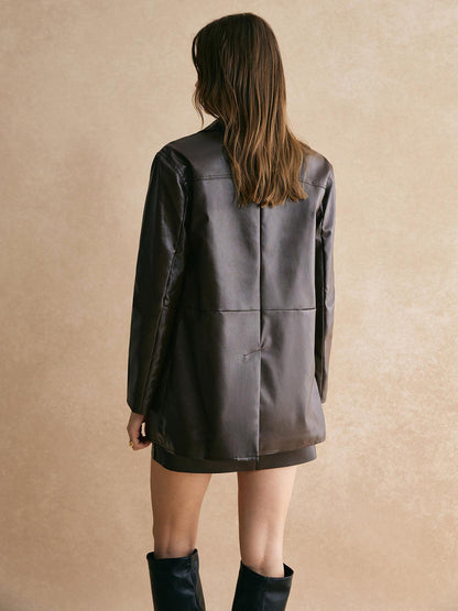 Urban Luxe Deri Blazer Ceket