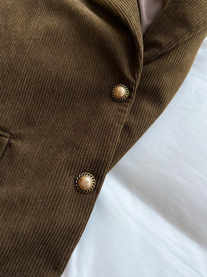 Kahverengi Kadife Oversize Blazer Ceket